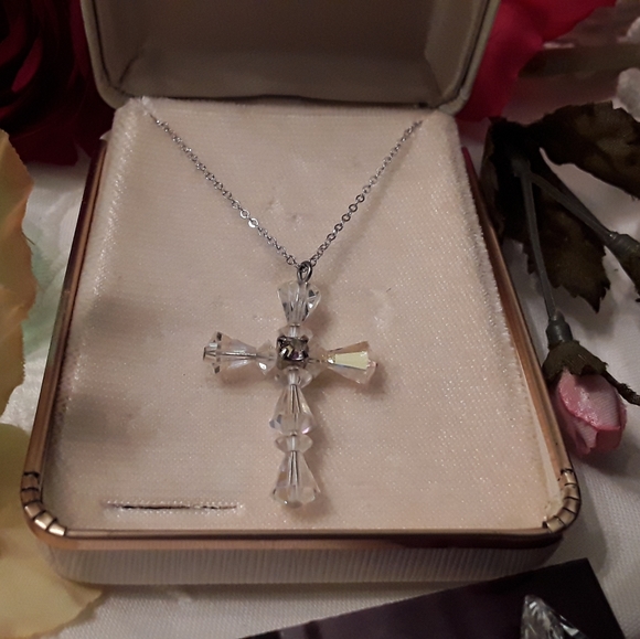 VTG 925 STERLING AURORA BOREALIS CRYSTAL NECKLACE - Picture 7 of 14